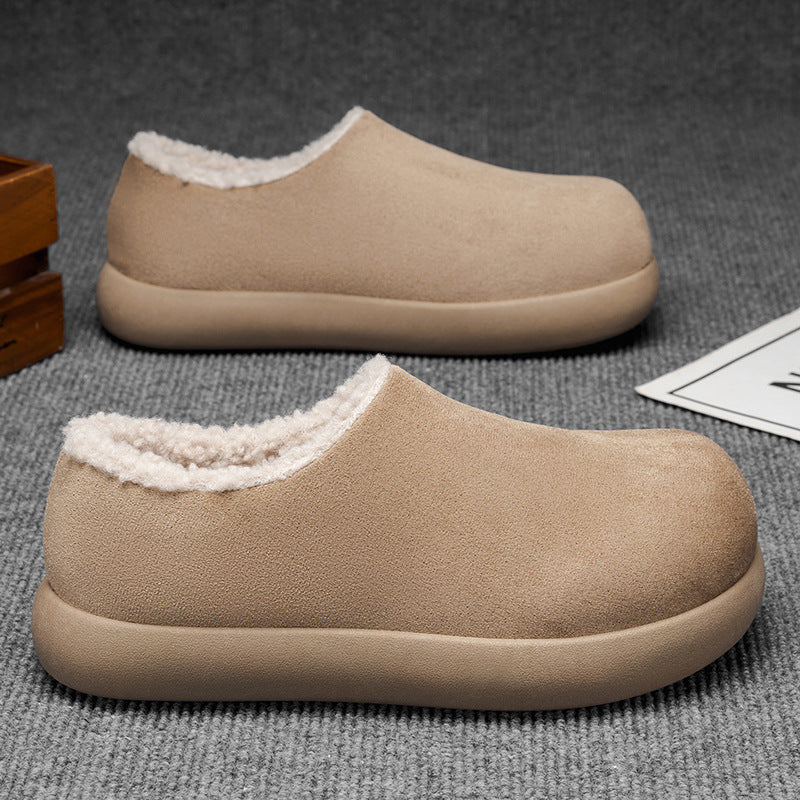 2025 Fall\u002FWinter New Casual Men's Shoes| Versatile for Everyday Use, Suitable for Young People to Keep Warm at Home, with a Fabric Upper, Rubber Sole, Fabric Lining, Lace-up Closure, Round Toe, Low-top Design, EVA Insole, Solid Color, Snug Fit