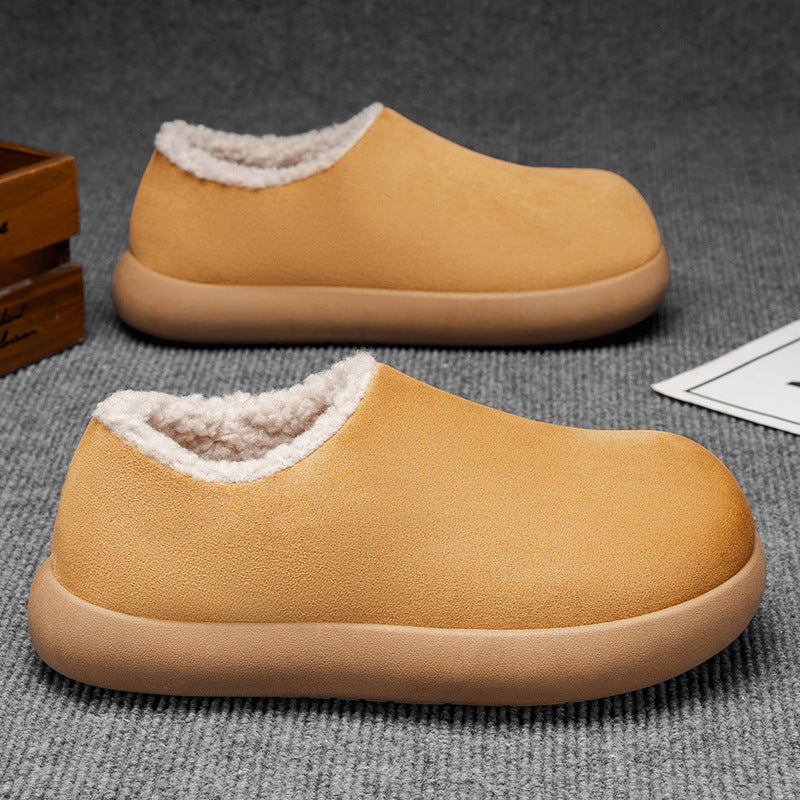 2025 Fall\u002FWinter New Casual Men's Shoes| Versatile for Everyday Use, Suitable for Young People to Keep Warm at Home, with a Fabric Upper, Rubber Sole, Fabric Lining, Lace-up Closure, Round Toe, Low-top Design, EVA Insole, Solid Color, Snug Fit