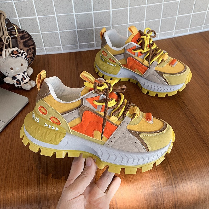European Hot-selling Sports Color-block Dad Shoes for Women, 2026 Spring and Autumn New Model, Makes Feet Look Smaller, Versatile Casual Forrest Gump Sneakers, Women Shoes