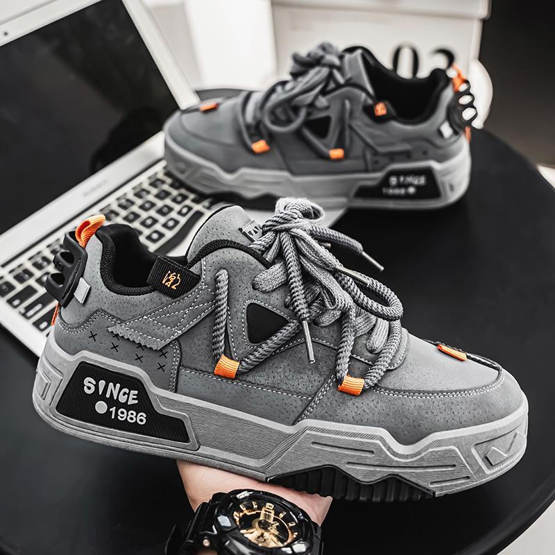 Men'S Fashion Low-top Sneakers | Trendy Versatile Student Sports Shoes, Casual Korean Style, Comfortable Non-slip Breathable Lace-up, Rubber Sole, Suitable for All Seasons, Microfiber Upper