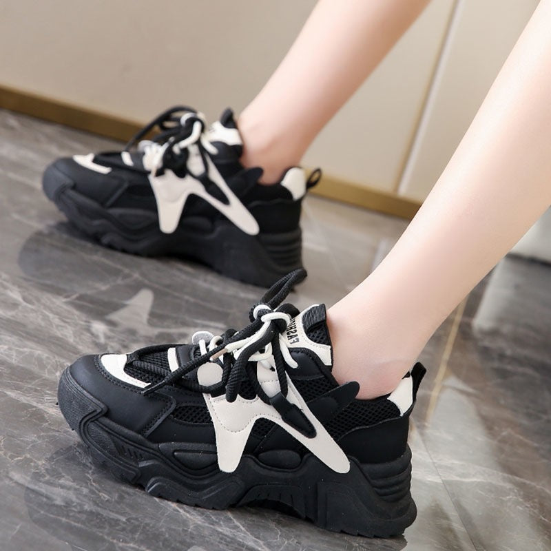 Women' Low-Top Platform Sneakers with Tassel Traction Sole - Thick Sole Suitable for - Wear, Round Toe Casual Shoes, Soft Cushioned Insole & Minimalist White for Everyday, Office, Gym - Versatile Dad Shoes, Women Shoes