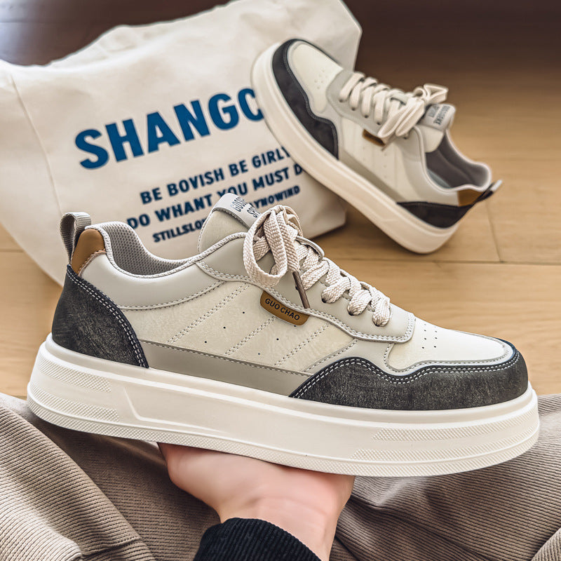 2026 Spring New Mens Casual Versatile Platform White Skate Sneakers Trendy