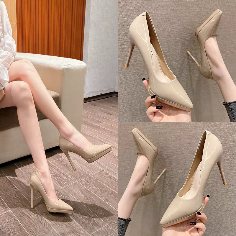 2026 Women's High Heels Spring and Autumn New Style Black Thin Heel Pointed Toe Shallow Professional Shoes Large Size Formal Shoes, Women Shoes