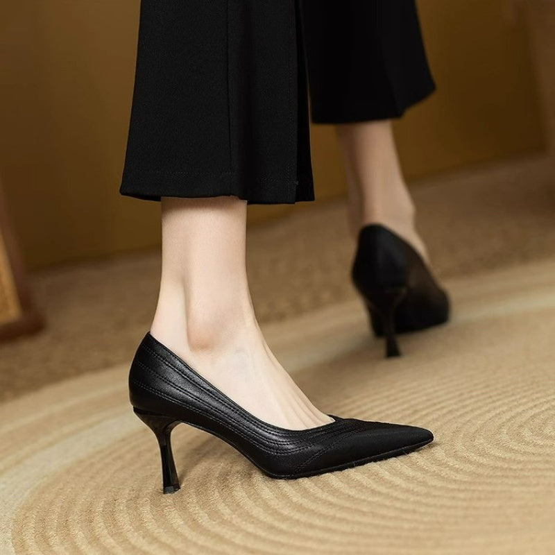 Brand Shoes French Pointed Toe Stiletto Heels Women 2026 Spring Summer New Versatile Comfortable Retro Shallow Commuter Pumps, Women Shoes