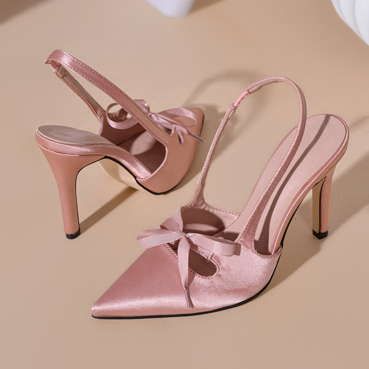 Women's Pointed Toe High Heel Sandals with Bow Strap - Closed-Toe Dress Pumps Suitable for Party Wedding, - Comfortable Heels, Sole & Insole, Cushioned Footbed for Daily Wear (No Visible Care Instructions), Women Shoes