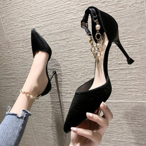 2026 New Women'S Stiletto Heeled in White with Pointed Toes, Featuring a Single Strap And Hollow Design, Perfect for a Gentle Fairy Style Summer Party., Women Shoes