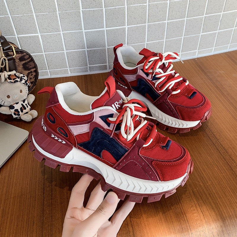European Hot-selling Sports Color-block Dad Shoes for Women, 2026 Spring and Autumn New Model, Makes Feet Look Smaller, Versatile Casual Forrest Gump Sneakers, Women Shoes